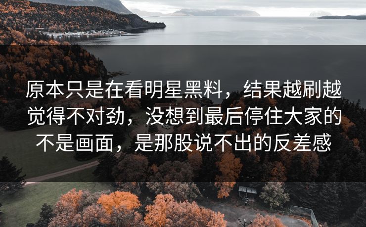 原本只是在看明星黑料,结果越刷越觉得不对劲,没想到最后停住大家的不是画面,是那股说不出的反差感