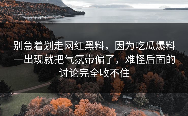 别急着划走网红黑料,因为吃瓜爆料一出现就把气氛带偏了,难怪后面的讨论完全收不住