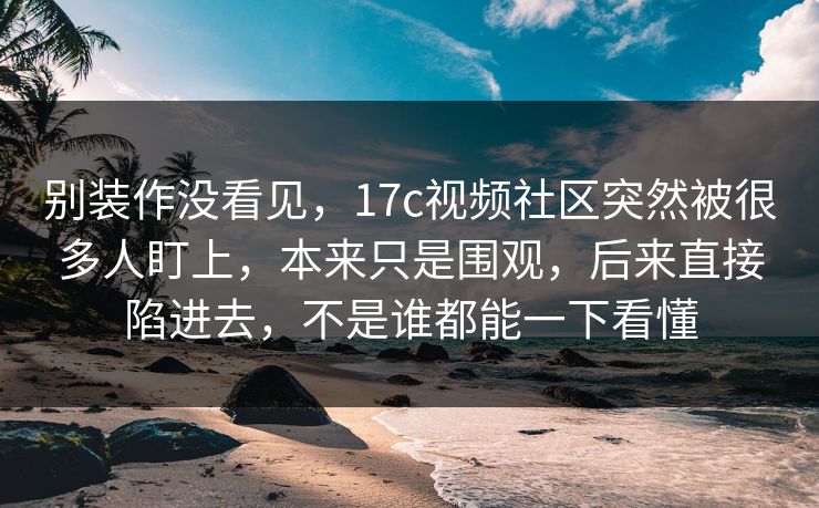 别装作没看见，17c视频社区突然被很多人盯上，本来只是围观，后来直接陷进去，不是谁都能一下看懂