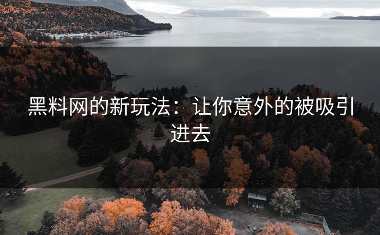 黑料网的新玩法：让你意外的被吸引进去