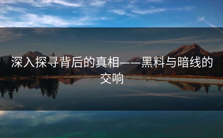 深入探寻背后的真相——黑料与暗线的交响