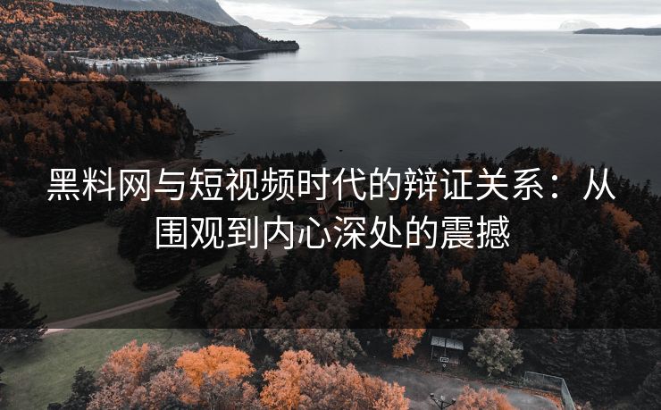 黑料网与短视频时代的辩证关系:从围观到内心深处的震撼