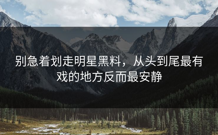 别急着划走明星黑料,从头到尾最有戏的地方反而最安静
