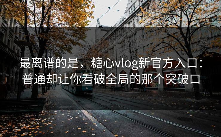 最离谱的是,糖心vlog新官方入口:普通却让你看破全局的那个突破口