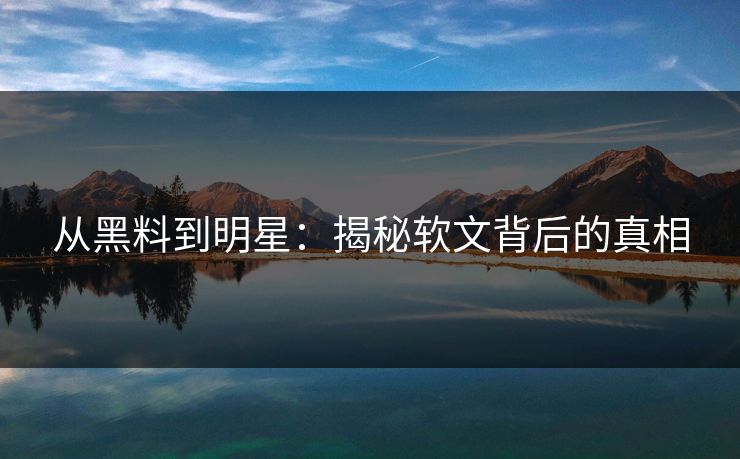 从黑料到明星:揭秘软文背后的真相