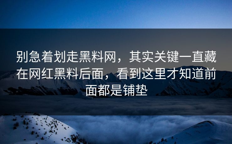 别急着划走黑料网,其实关键一直藏在网红黑料后面,看到这里才知道前面都是铺垫