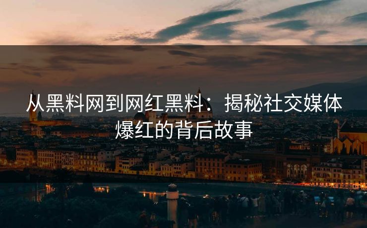 从黑料网到网红黑料:揭秘社交媒体爆红的背后故事