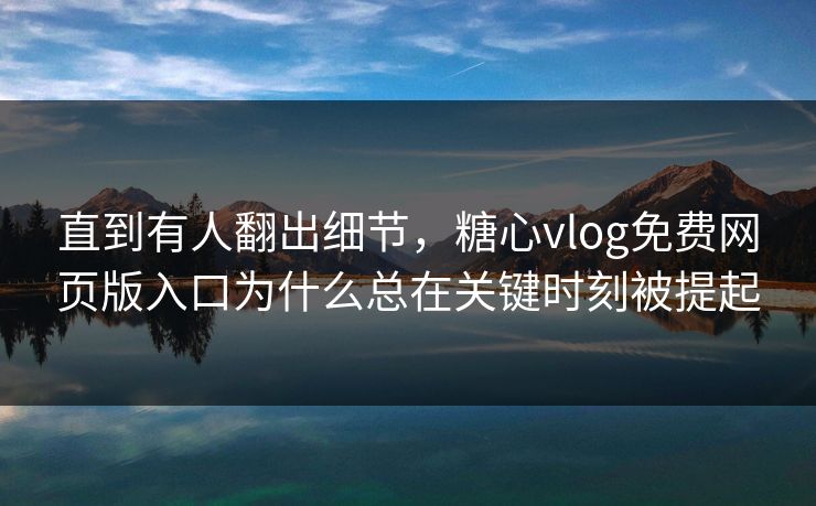 直到有人翻出细节,糖心vlog免费网页版入口为什么总在关键时刻被提起