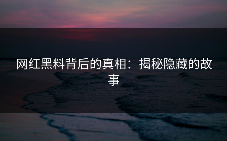 网红黑料背后的真相:揭秘隐藏的故事